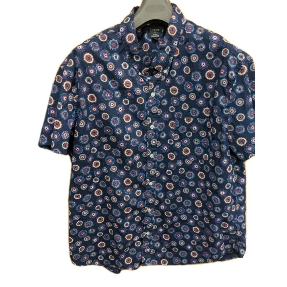 J.CREW slim fit Button short‎ sleeve shirt navy XXL Fits XL
